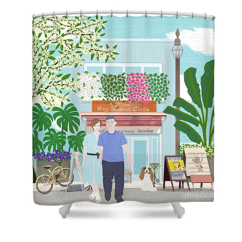 Scene Shower Curtain featuring the drawing Daddy, I love you by Min Fen Zhu