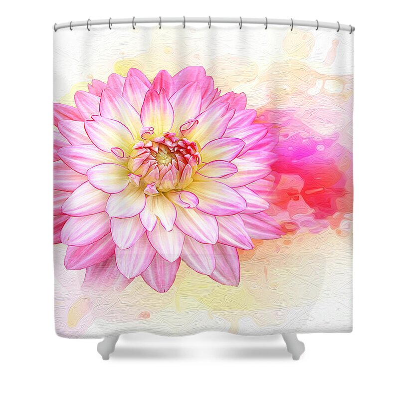 Dahlia Shower Curtain featuring the painting dahlia Pink art by Gull G
