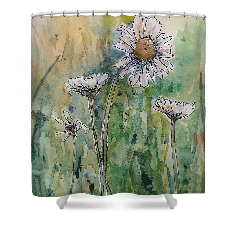 Floral Shower Curtain featuring the painting Daisies by Sheila Romard