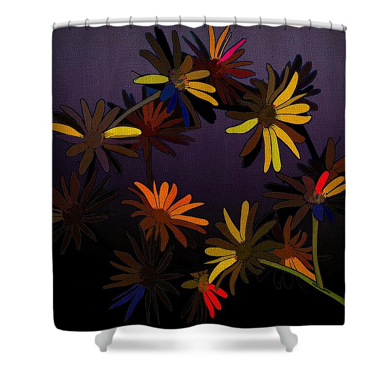 Spring Shower Curtain featuring the digital art Daisy Chains Bold Abstract by Joan Stratton