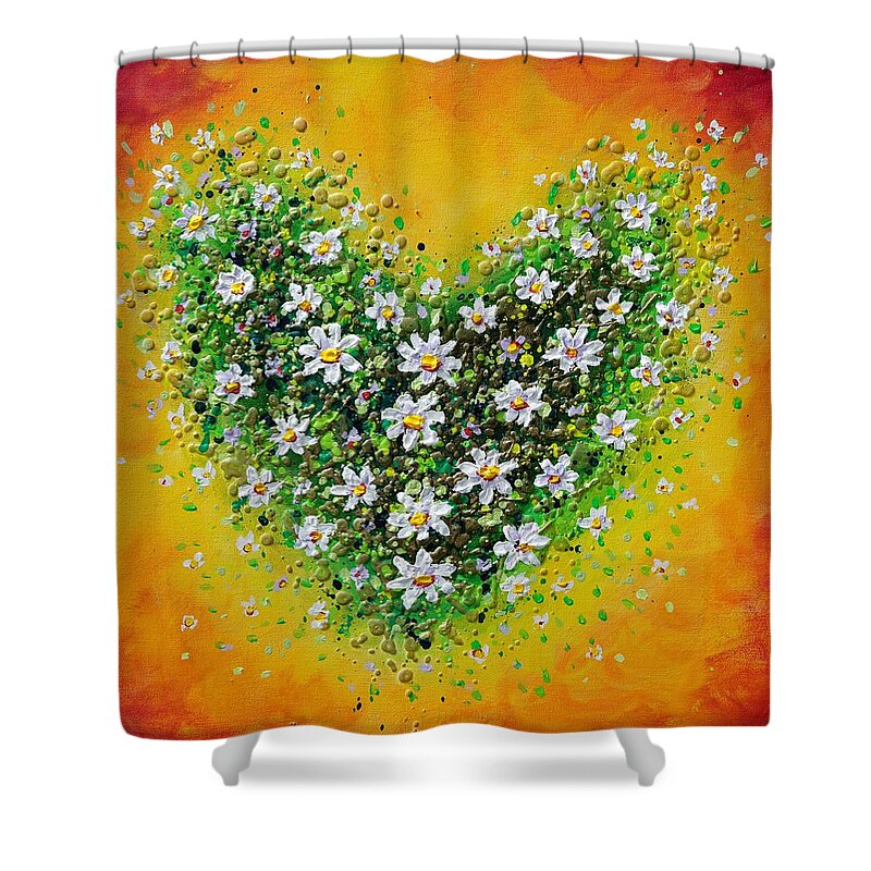 Heart Shower Curtain featuring the painting Daisy Joy by Amanda Dagg