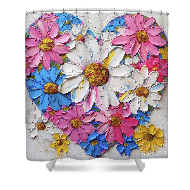 Daisy Shower Curtain featuring the painting Daisy Love by Tina LeCour