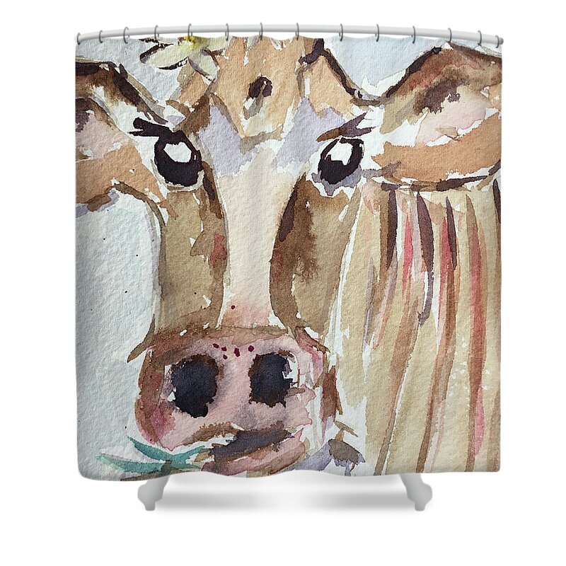 Cow Shower Curtain featuring the painting Daisy Mae by Roxy Rich