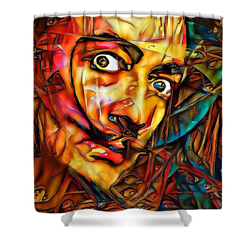 Wingsdomain Shower Curtain featuring the photograph Dali on Dali Surreal Abstract 001006 20200421 by Wingsdomain Art and Photography