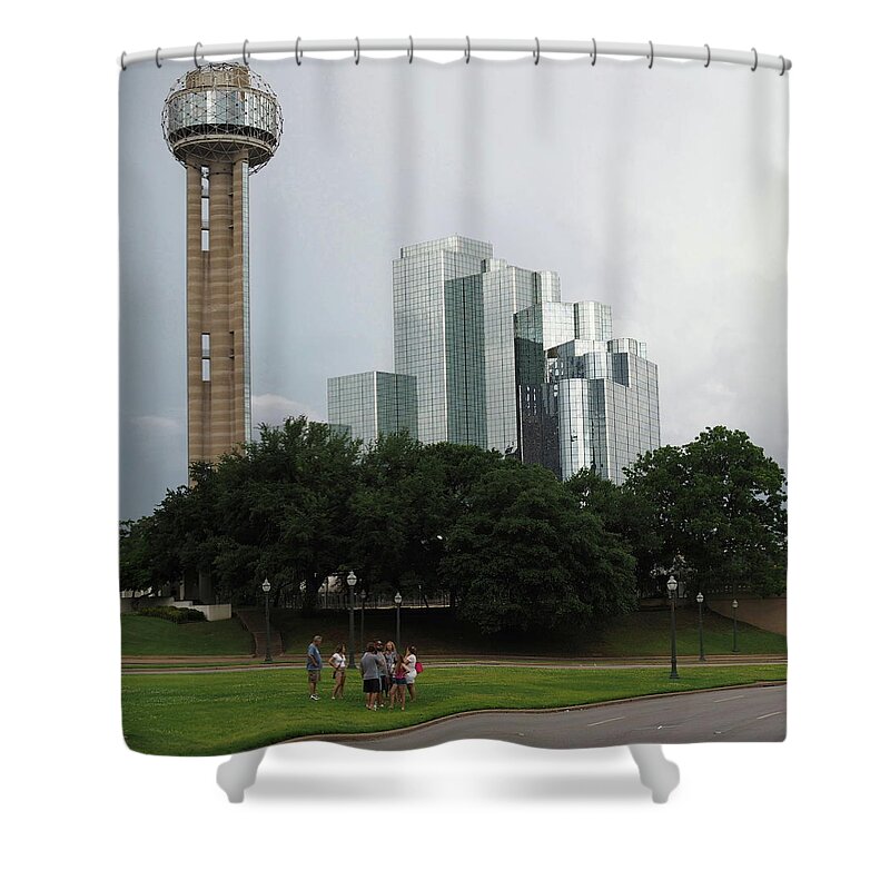Grey Shower Curtain featuring the photograph Dallas Sky Line 8 by C Winslow Shafer