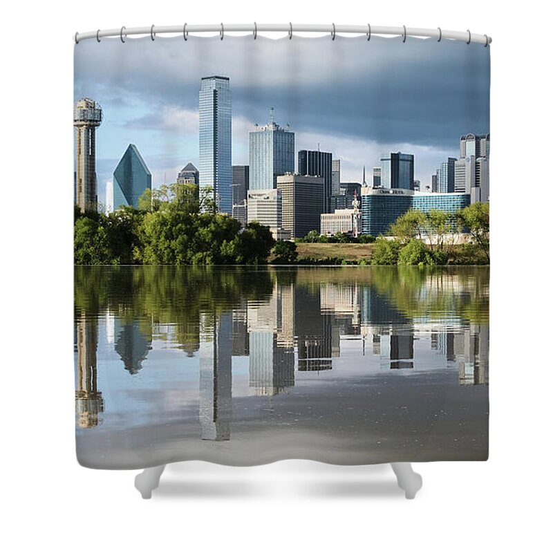 Dallas Shower Curtain featuring the photograph Dallas Texas Water Reflection by Robert Bellomy