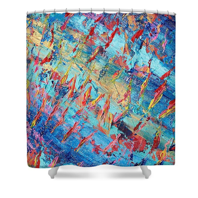 Texture Shower Curtain featuring the painting Dance Fire by Jackie Ryan