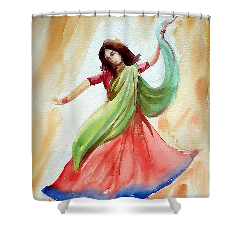 Watercolors Shower Curtain featuring the painting Dance of abandon by Asha Sudhaker Shenoy