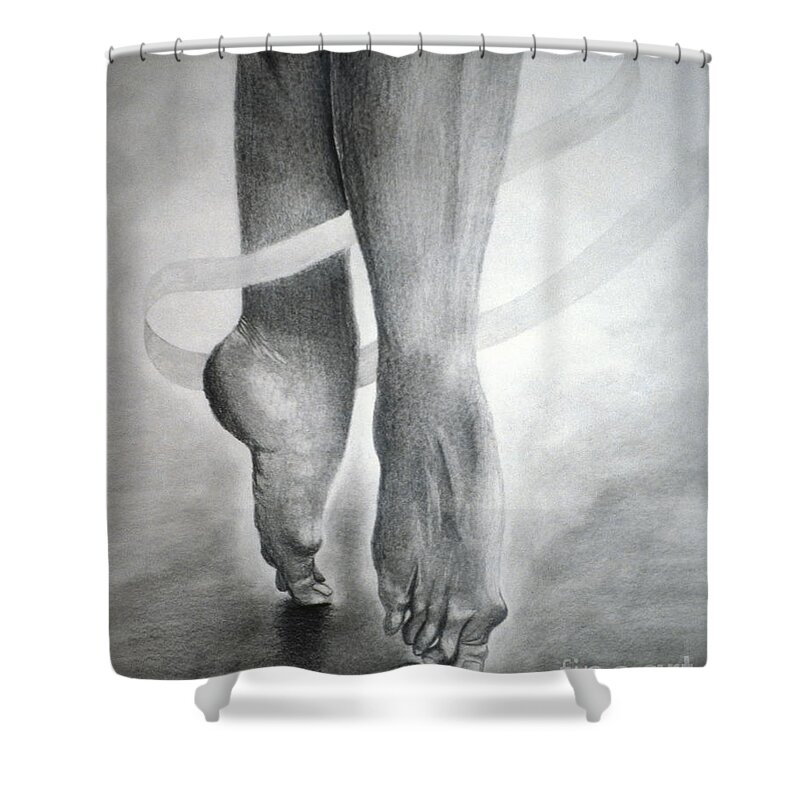 Dancer Shower Curtain featuring the drawing Dancer's Feet by Pamela Henry