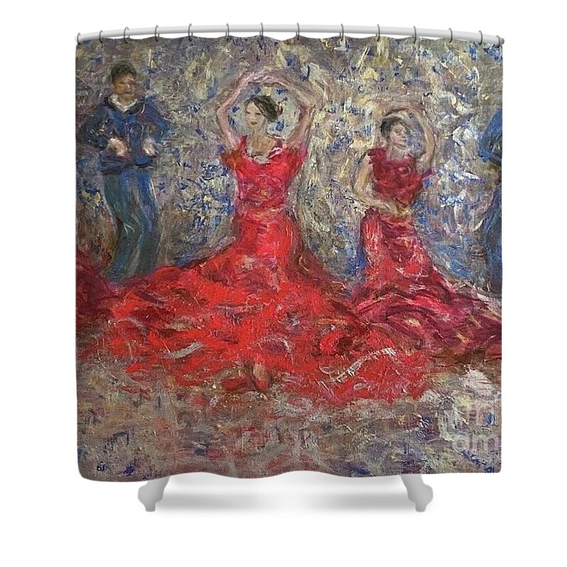Dancers Shower Curtain featuring the painting Dancers by Fereshteh Stoecklein