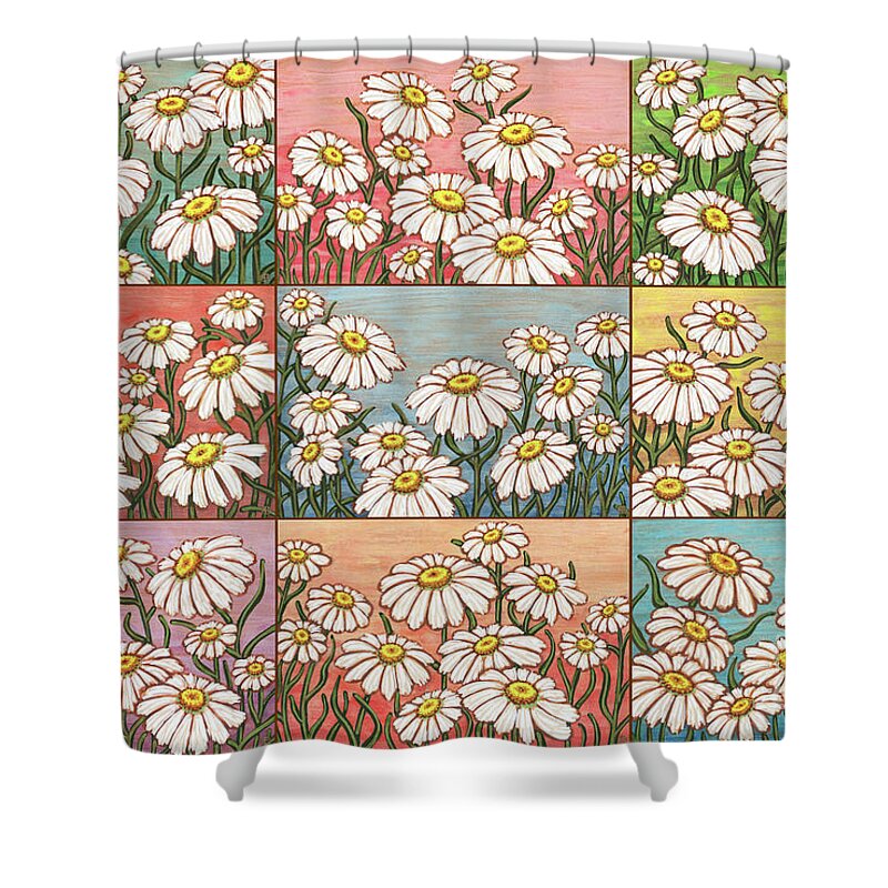 Daisy Shower Curtain featuring the painting Dancing Daisy Daydreams Collection by Amy E Fraser