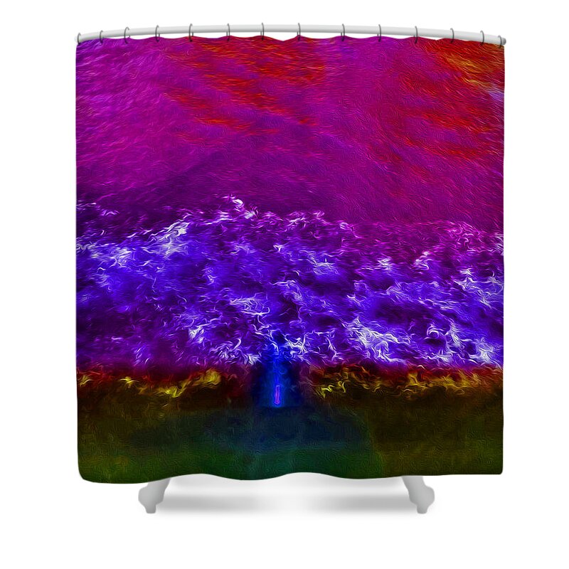 Abstract Art Shower Curtain featuring the digital art Dancing Waters 5 Raspy Blues by Aldane Wynter