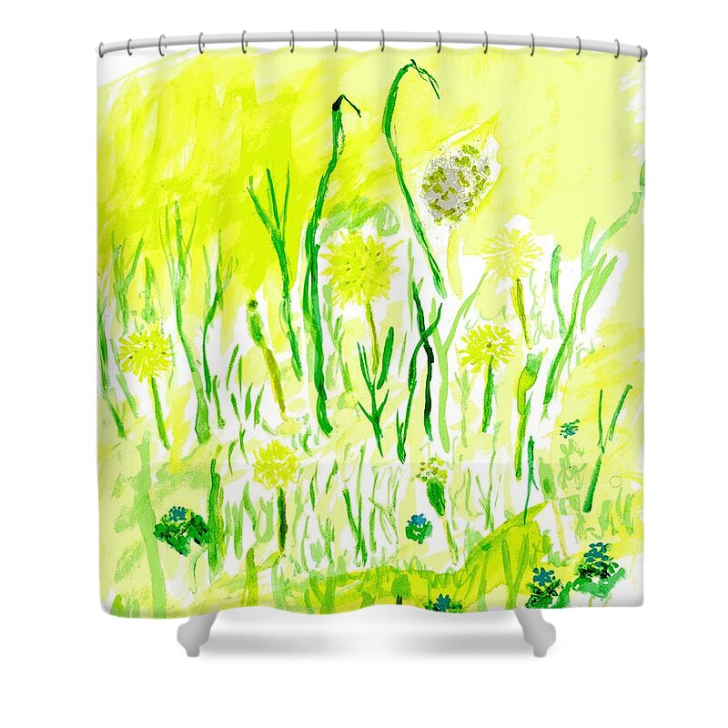 Dandelions Shower Curtain featuring the painting Dandelions by Branwen Drew