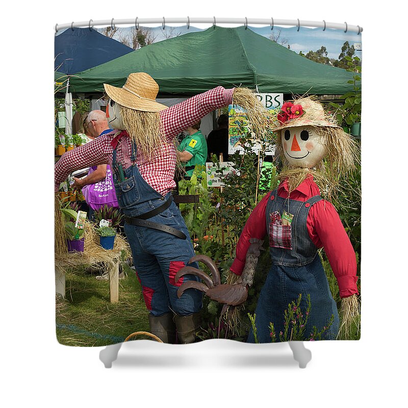 Scarecrows Shower Curtain featuring the photograph Darby and Joan #2 by Elaine Teague