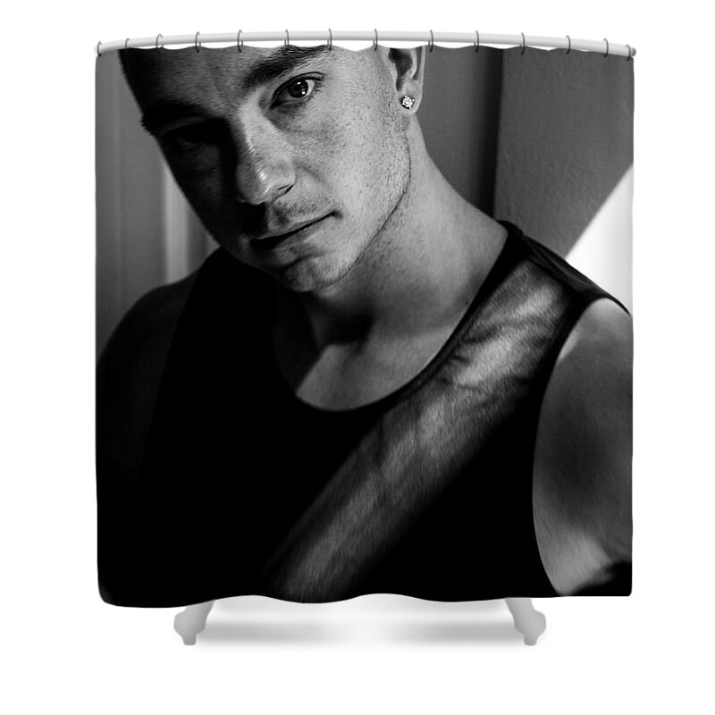 #dv8ca Shower Curtain featuring the photograph Darcy Model Vancouver, BC by Jim Whitley