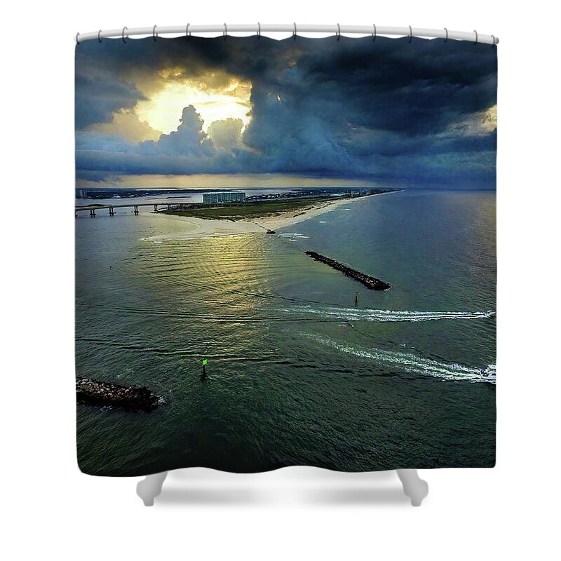 Alabama Shower Curtain featuring the photograph Dark Clouds at Perdido Pass by Michael Thomas