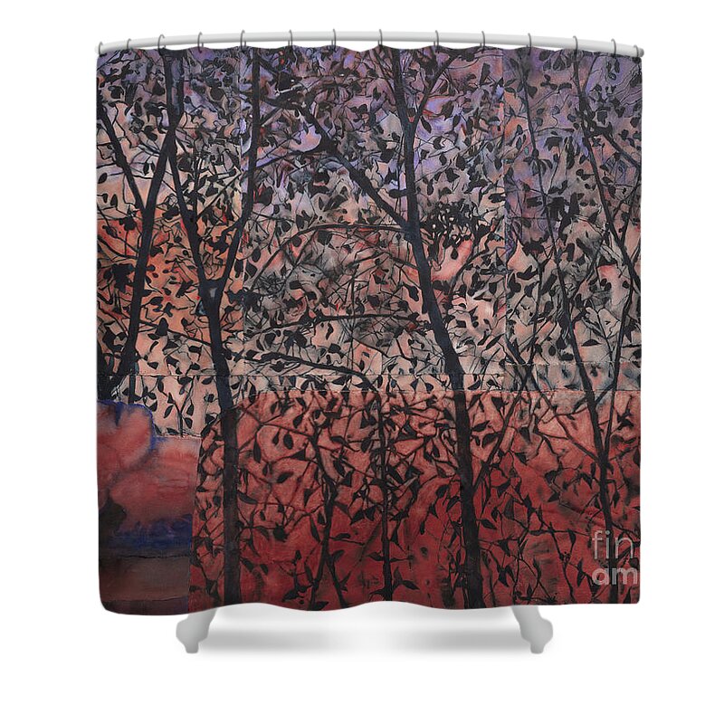 Leaves Shower Curtain featuring the painting Dark Leaves, 2021 by Graham Dean