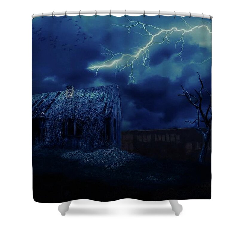 Edit This July 2020 Shower Curtain featuring the mixed media Dark Storm by Teresa Trotter