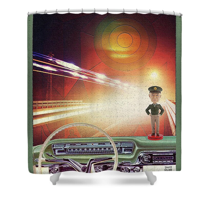 Dashboard Shower Curtain featuring the digital art Dashboard / Ike by David Squibb