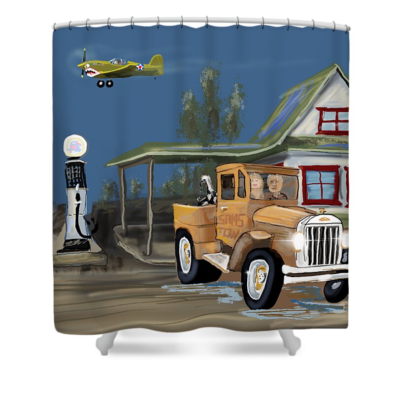 Rust Rod Shower Curtain featuring the digital art Date Night by Doug Gist