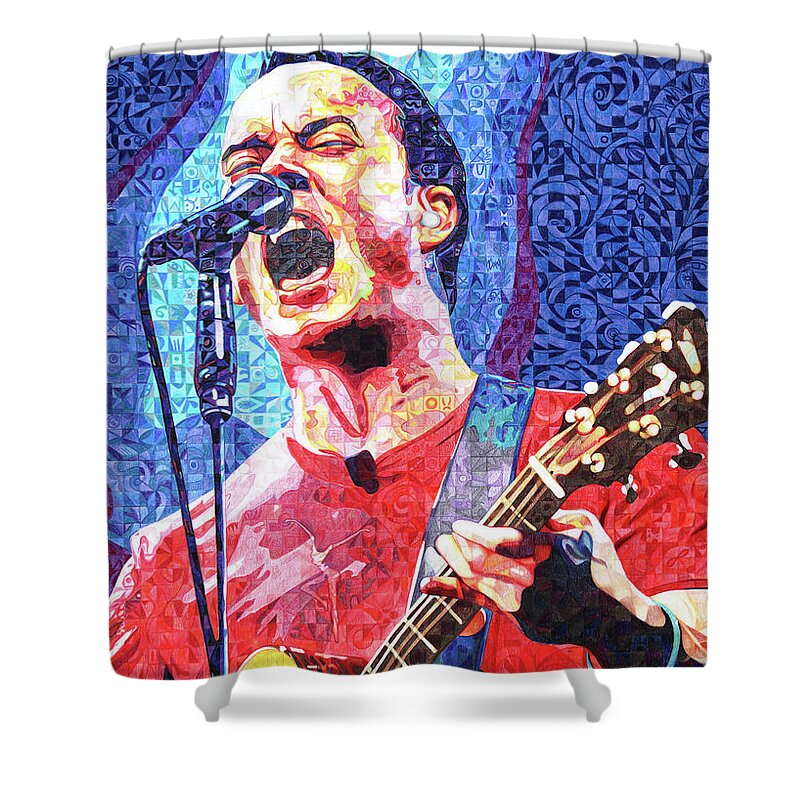 Dave Matthews Shower Curtain featuring the drawing Dave Matthews Squared by Joshua Morton