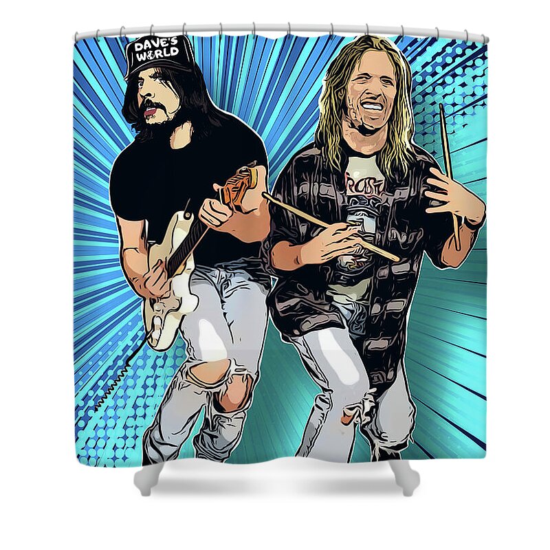 Dave Grohl Shower Curtain featuring the digital art Daves World by Christina Rick