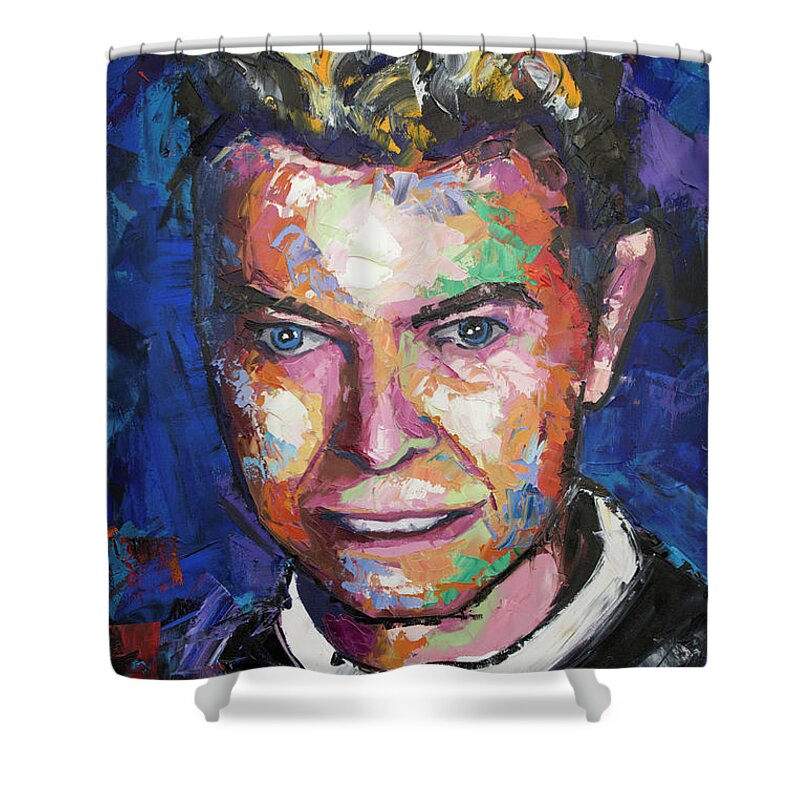 David Bowie Shower Curtain featuring the painting David Bowie VI by Richard Day