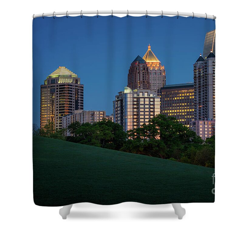 Midtown Shower Curtain featuring the photograph Dawn In Midtown Atlanta by Doug Sturgess