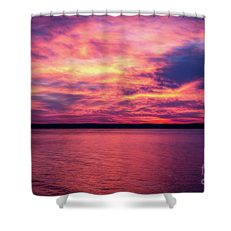 Dawn Shower Curtain featuring the photograph Dawn in the Finger Lakes by William Norton