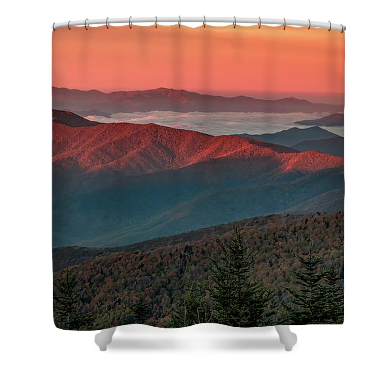 Dawn First Light Shower Curtain featuring the photograph Dawn's Early Light From Clingman's Dome by Marcy Wielfaert