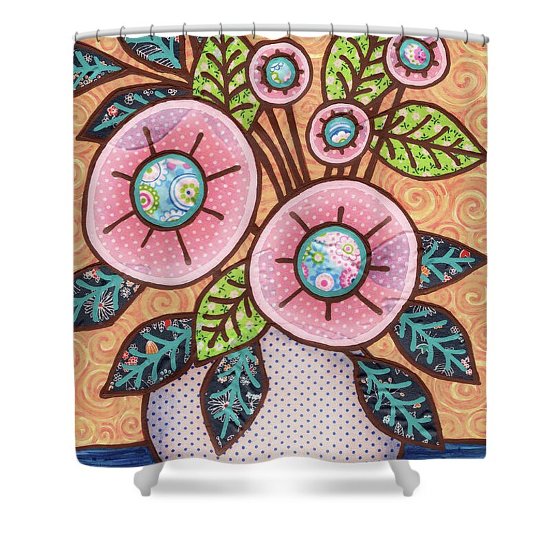 Flowers In A Vase Shower Curtain featuring the painting Daydream Believer Bouquet by Amy E Fraser