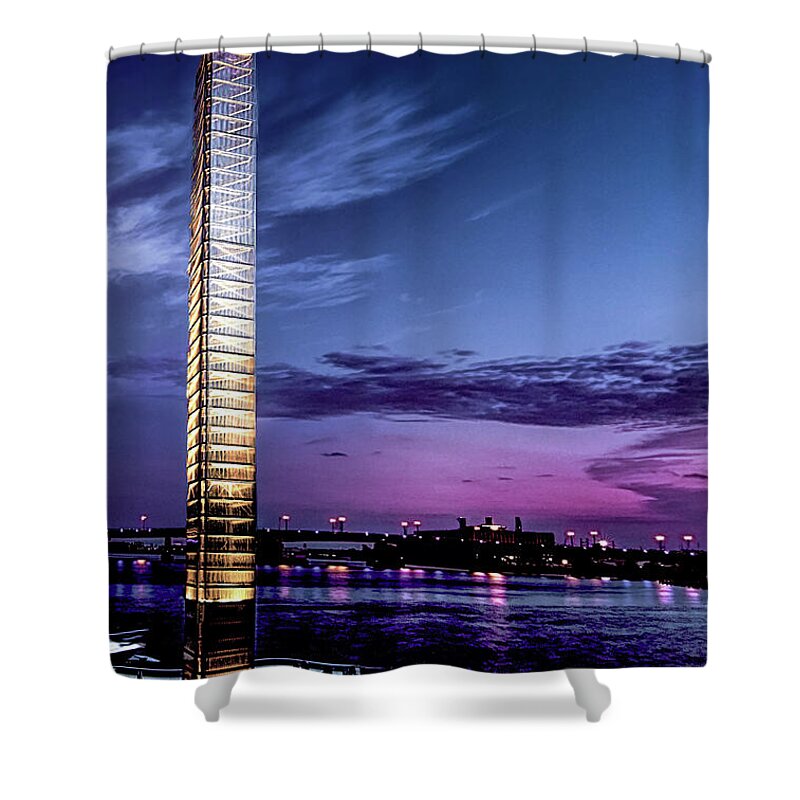 Dc Shower Curtain featuring the photograph DC Yards Park Light Tower by Norma Brandsberg