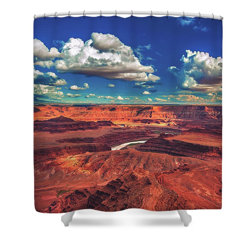 Dead Shower Curtain featuring the photograph Dead Horse Point Summer Sky, Utah by Abbie Matthews