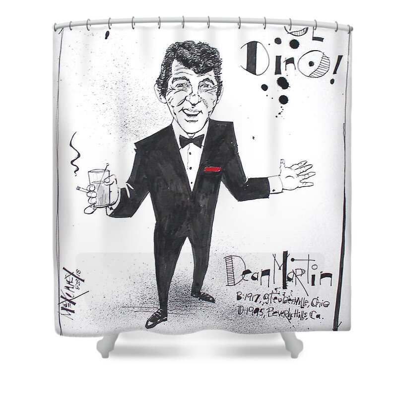  Shower Curtain featuring the drawing Dean Martin by Phil Mckenney