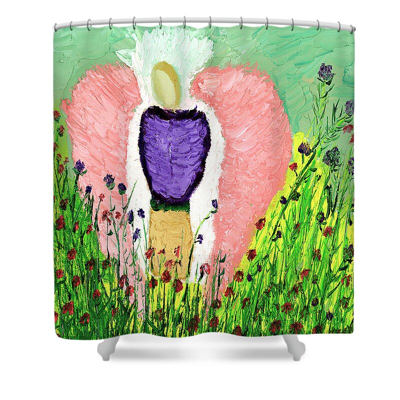 Angel Shower Curtain featuring the painting Debby's Angel by Garo Yepremian