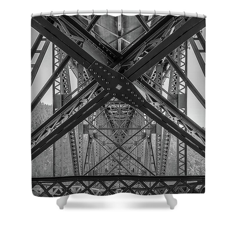 Bridge Shower Curtain featuring the photograph Deception Pass Bridge by Bradley Morris