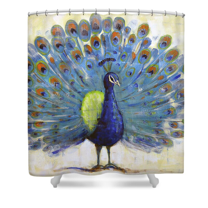 Peacock Shower Curtain featuring the painting Decked Out by Amy Giacomelli