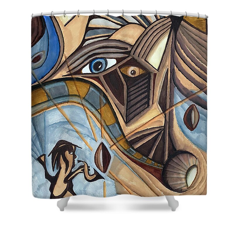 Art Deco Shower Curtain featuring the mixed media Deco Drive by Jeff Malderez