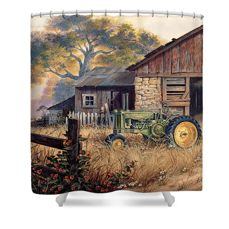 Michael Humphries Shower Curtain featuring the painting Deere Country by Michael Humphries