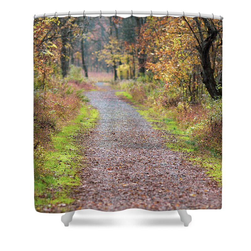 Trails Shower Curtain featuring the photograph Delaware Water Gap NPS - McDade Trail in Autumn by Amelia Pearn