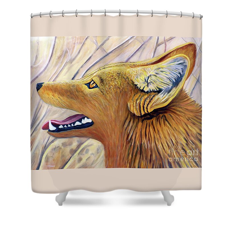 Coyote Shower Curtain featuring the painting Delight by Brian Commerford