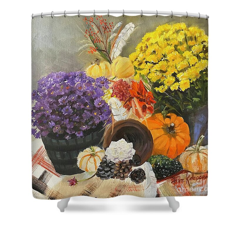  Shower Curtain featuring the painting Delightful Day with Candy by Jan Dappen