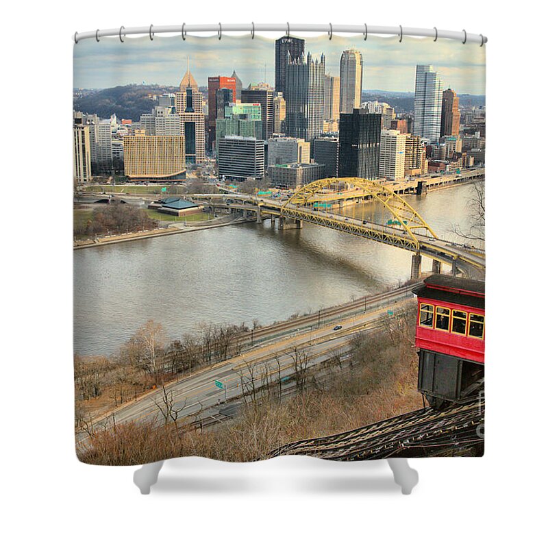 Pittsburgh Shower Curtain featuring the photograph Descending To The Steel City In 2021 by Adam Jewell