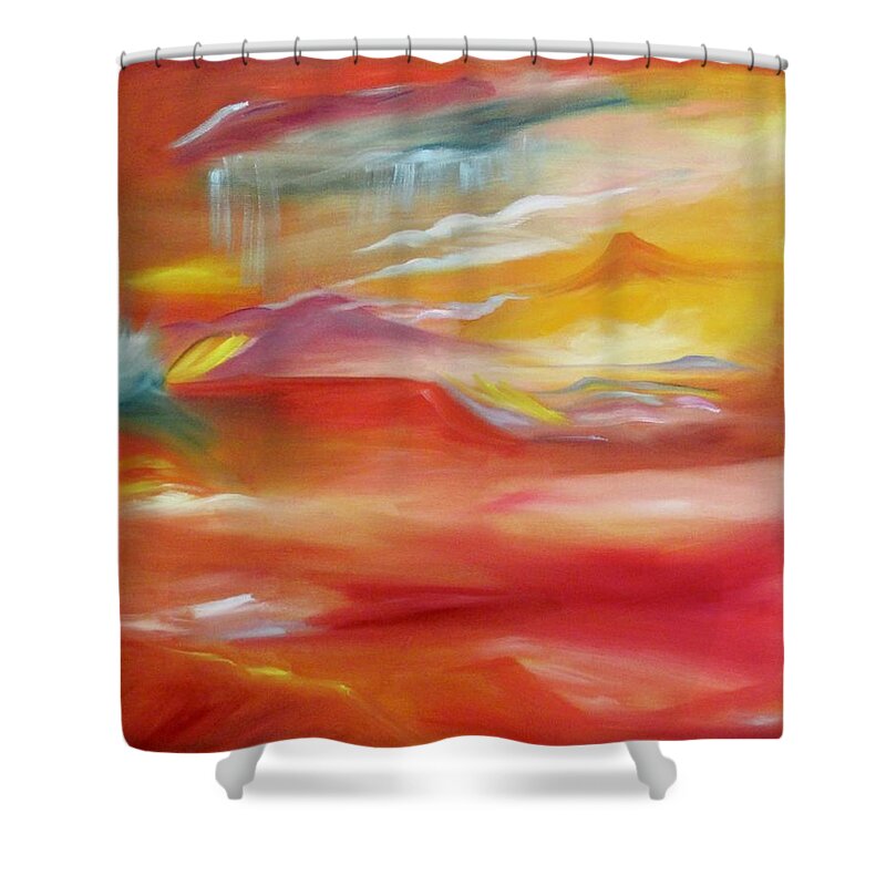 Desert Rain Shower Curtain featuring the painting Desert Rain by Nataya Crow