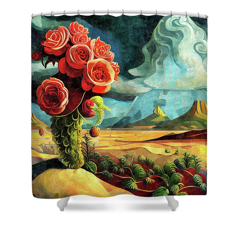 Desert Shower Curtain featuring the digital art Desert Showers Bring May Flowers by Ally White