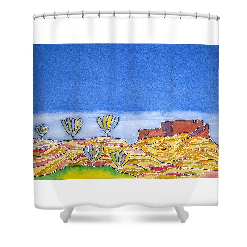 Watercolor Shower Curtain featuring the painting Desert Spring by John Klobucher