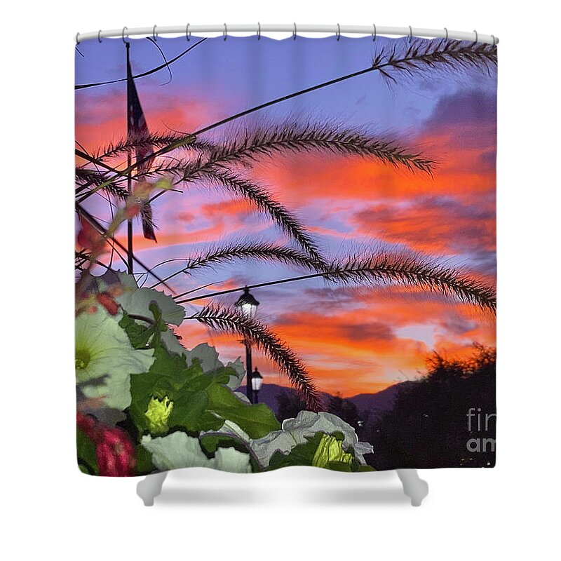 Sunset Shower Curtain featuring the photograph Desert Sunset by Chris Tarpening