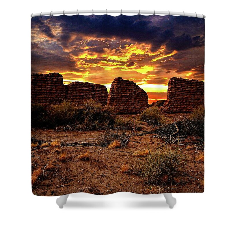 Landscapes Shower Curtain featuring the photograph Desert Sunset by Claude Dalley