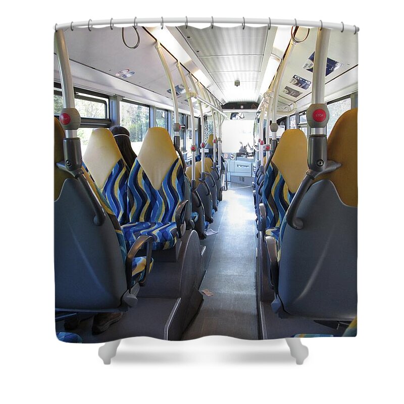 Vehicle Seat Shower Curtain featuring the photograph Deserted city bus by Martin Smith