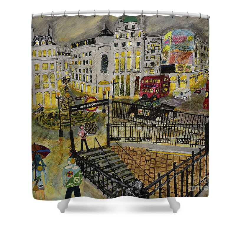Contemporary Shower Curtain featuring the painting Desires in a Piccadilly by David Westwood